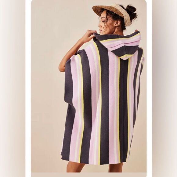 Free People All I Need Striped Hooded Kimono Poncho - Picture 1 of 13